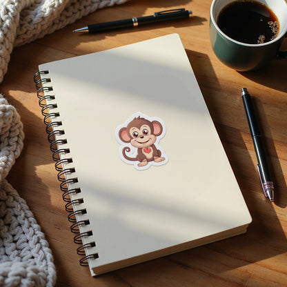 Cute Cartoon Monkey Sticker On Notebook product