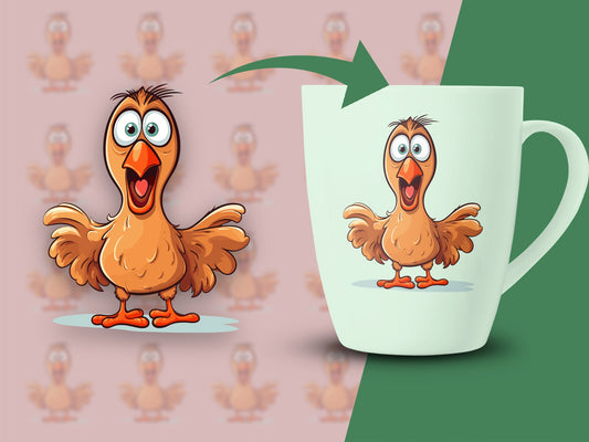 Cartoon Chicken Coffee Mug, Cute Farm Animal Themed Ceramic Cup, Funny Bird Lover Gift, Breakfast Drinkware