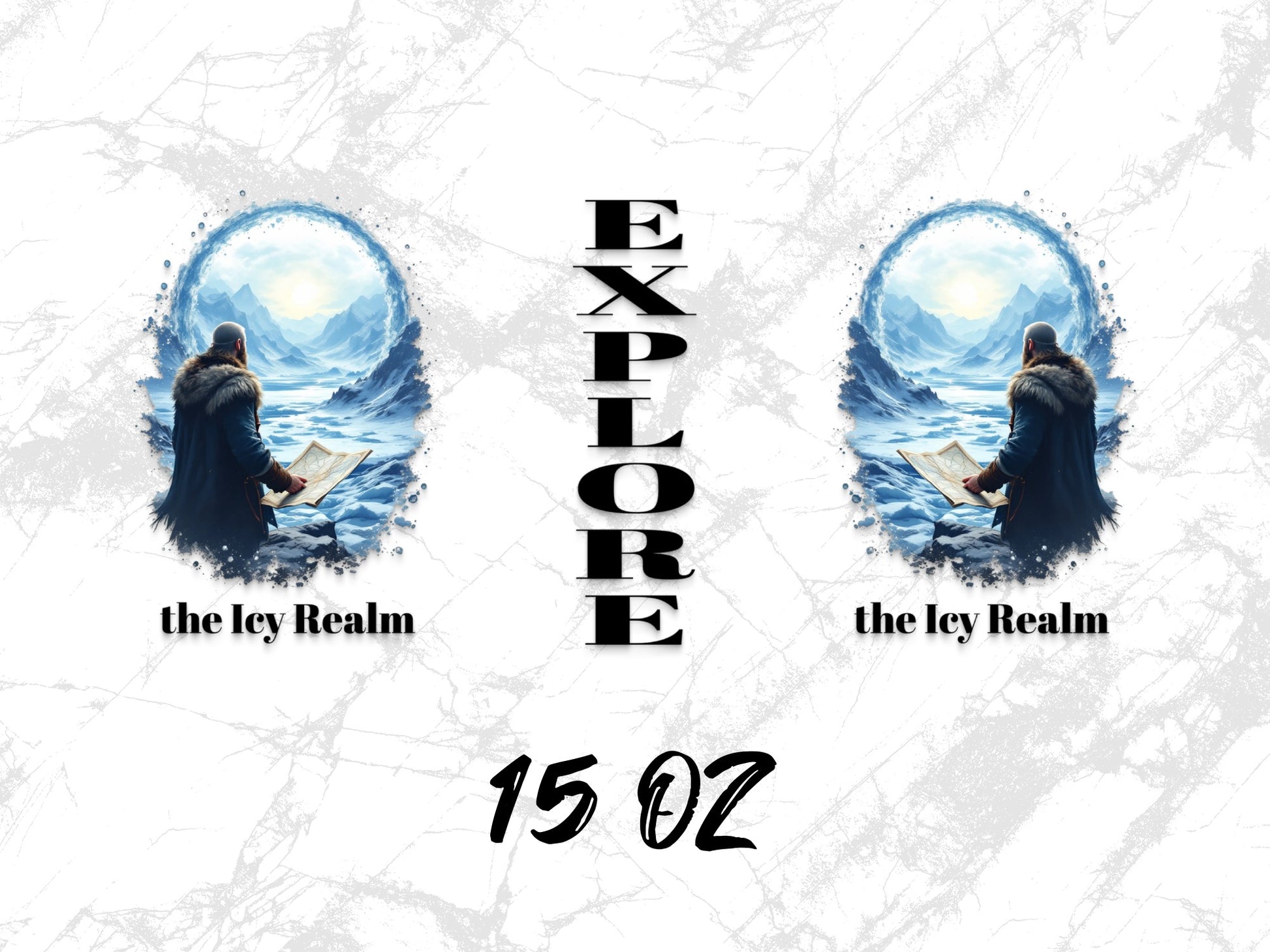 Fantasy Wall Art, Icy Realm Poster, Explore Viking Sea Adventure, Home Decor 15 Oz