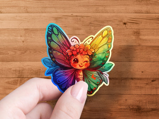 Cute Colorful Smiling Butterfly Sticker product type