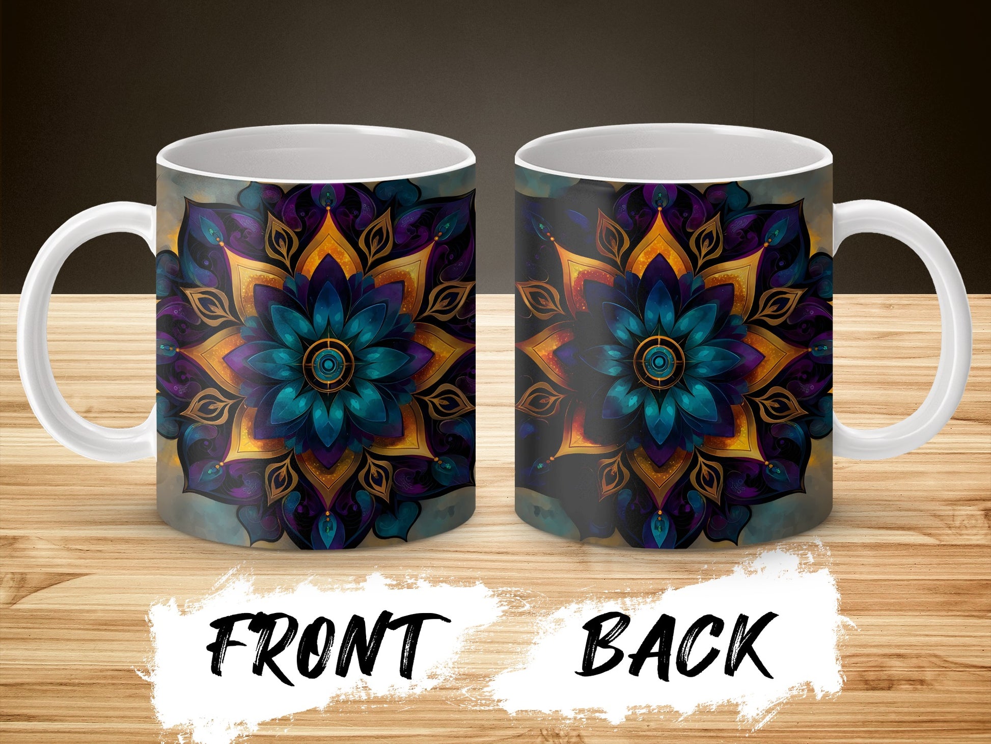 Colorful Mandala Mug, Artistic Floral Design Coffee Cup, Unique Bohemian Kitchen Decor, Gift Idea