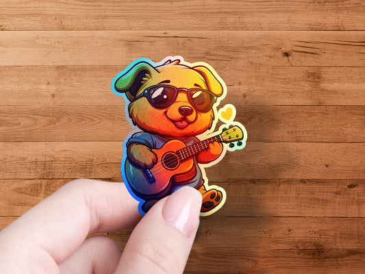 Cute Dog Playing Guitar Design Sticker product type