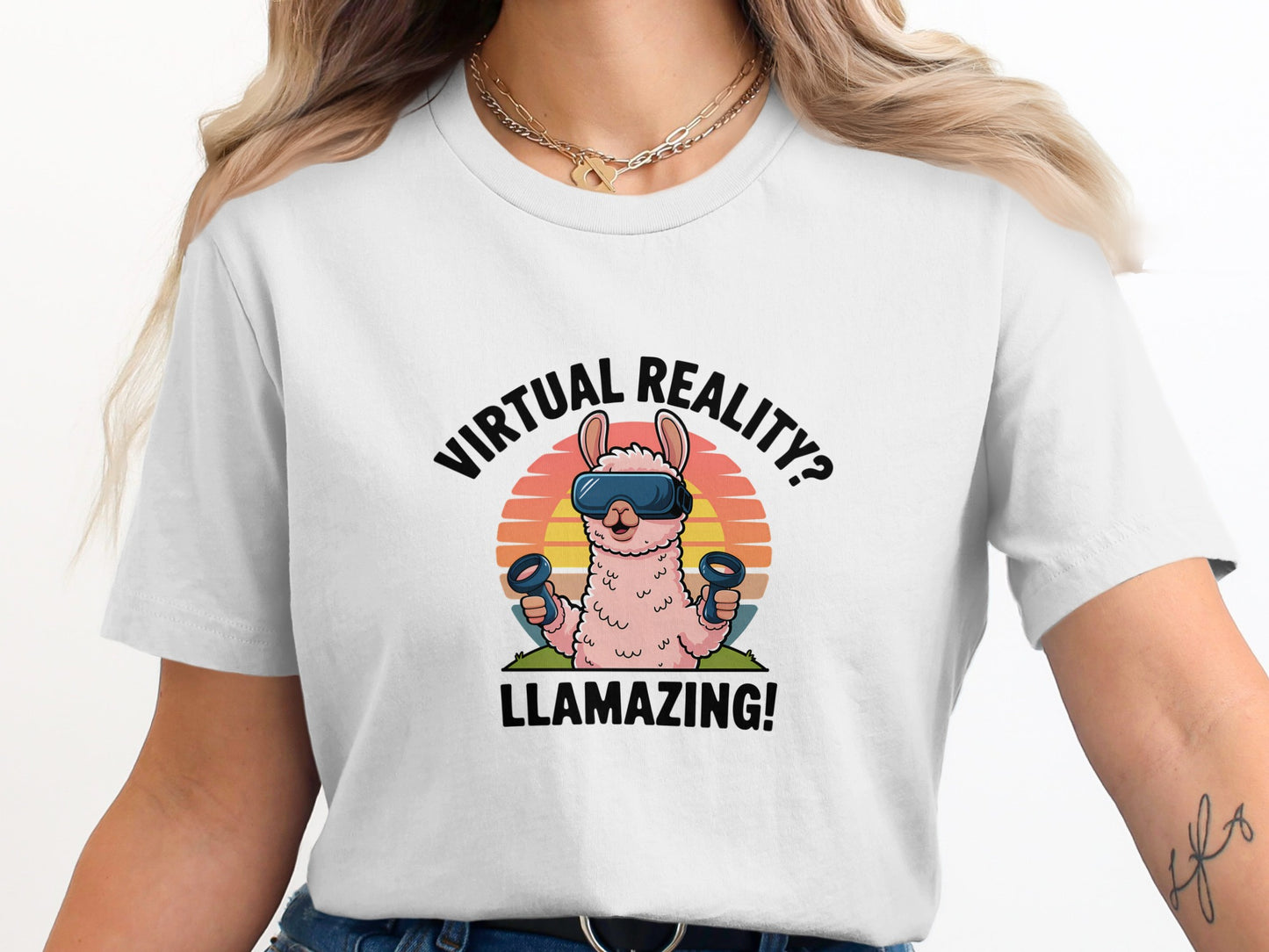 Virtual Reality Llamazing Graphic T Shirt product