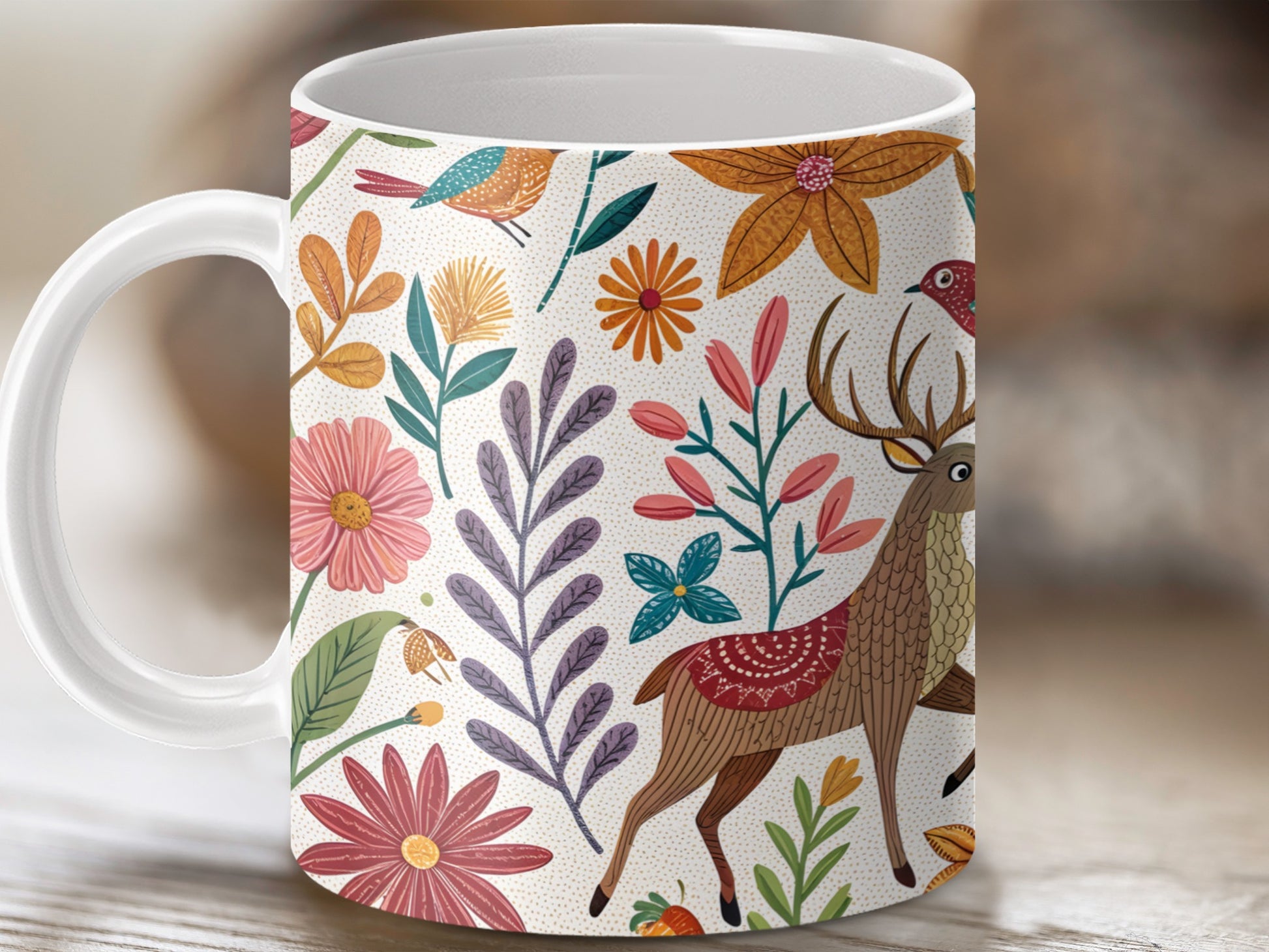 Vibrant Animal and Floral Design Printed Mug product
