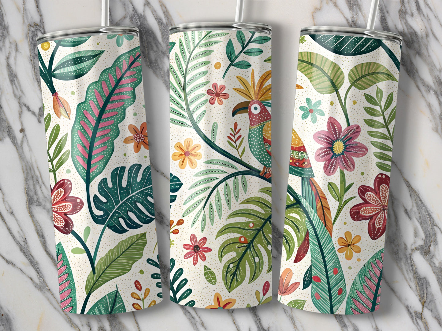Colorful Tropical Plants Design Tumbler product