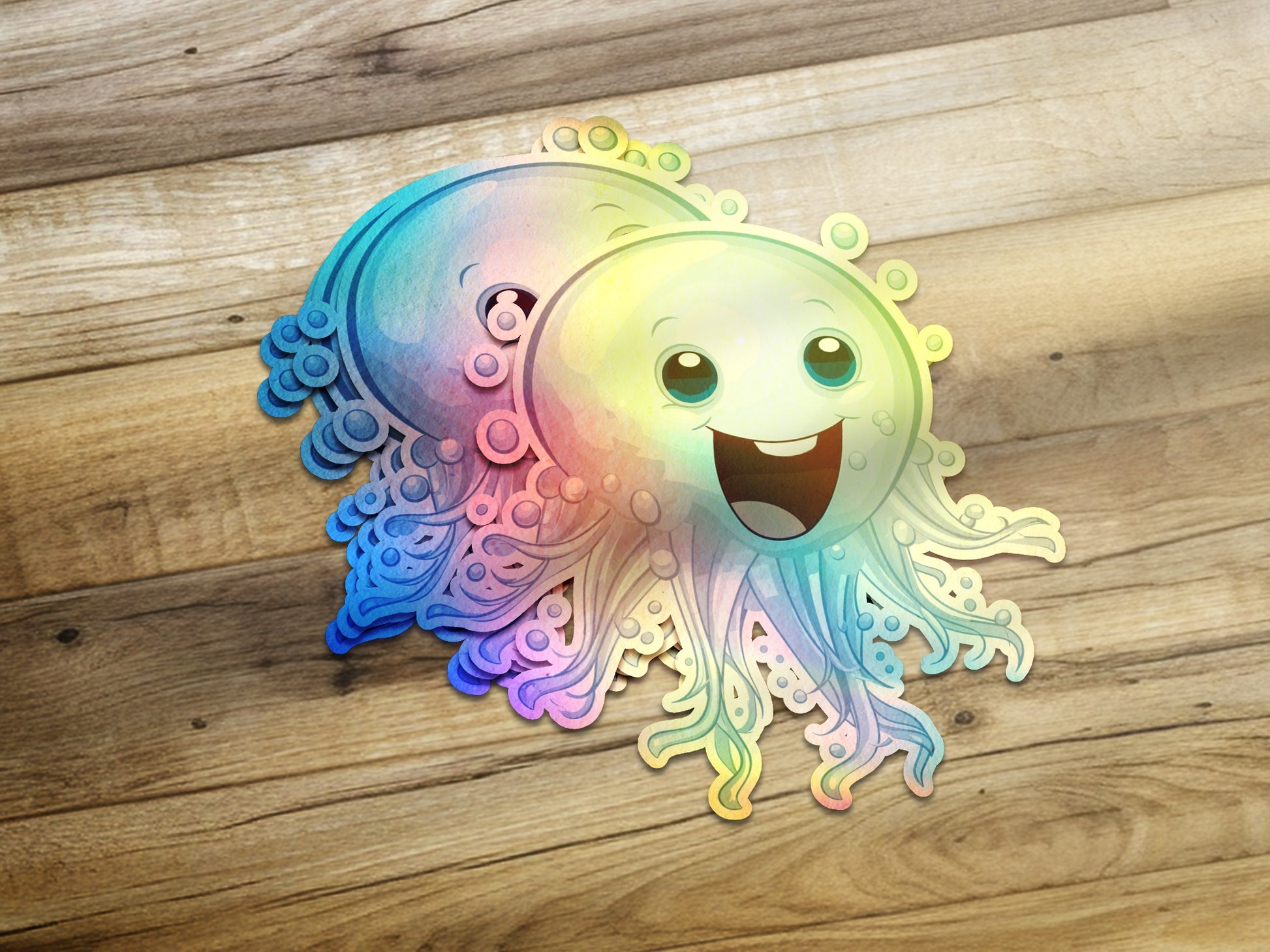 Rainbow Smiling Jellyfish Art Sticker product