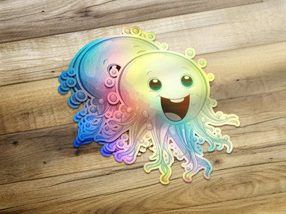 Rainbow Smiling Jellyfish Art Sticker product