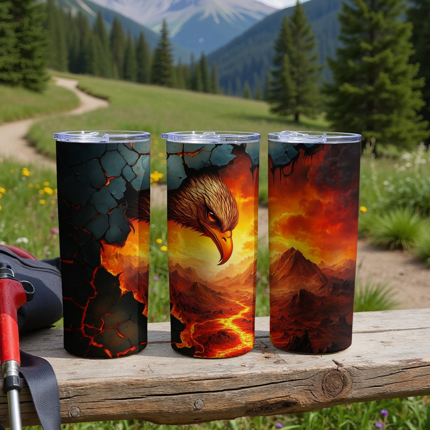 Majestic Eagle and Volcanic Landscape Tumbler product