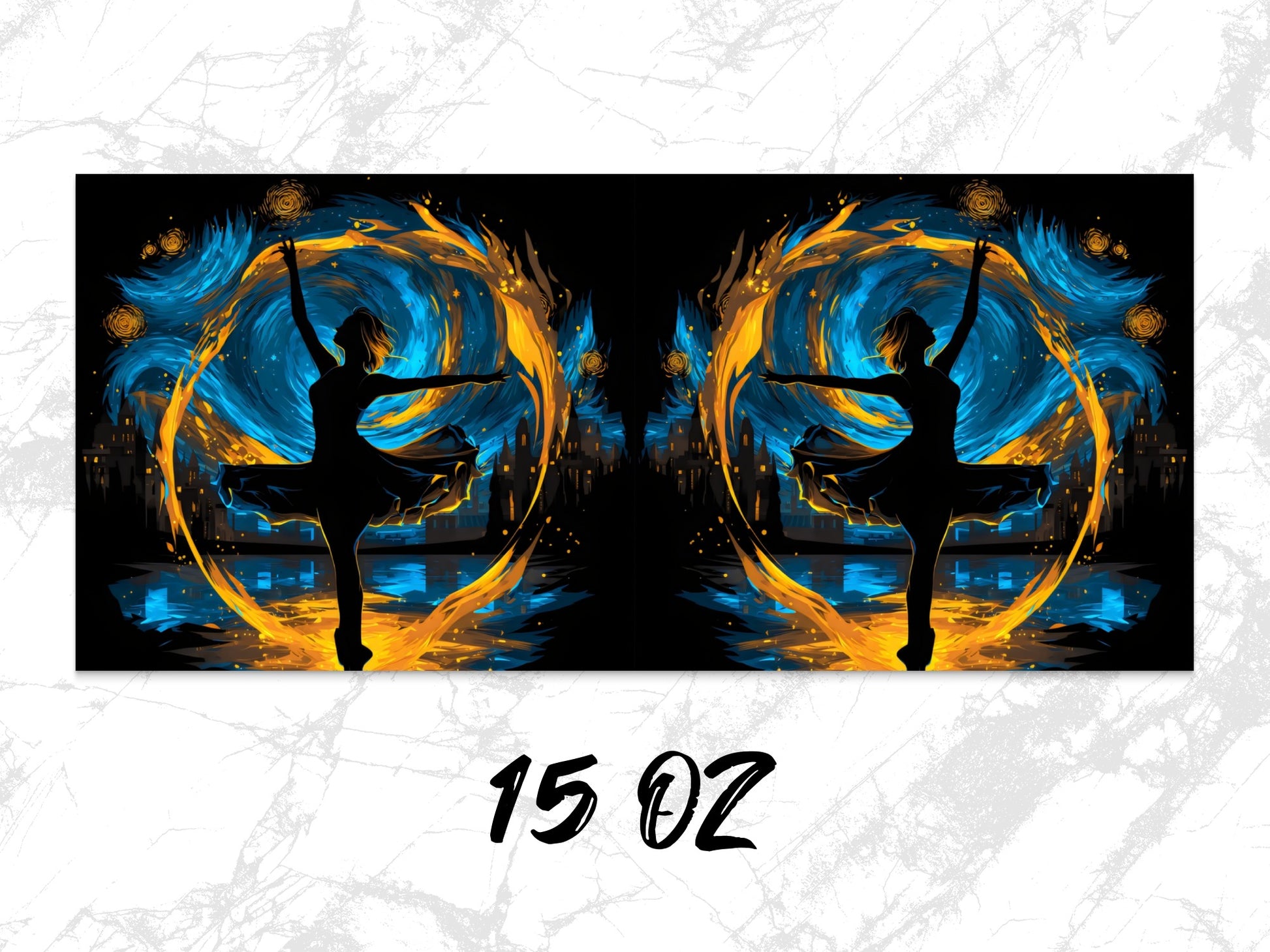 Abstract Fire Dancer Art Print, Vibrant Wall Decor, Symmetrical Dance Poster, Modern Home Decoration, Unique Digital Artwork 15 OZ