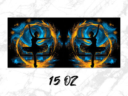 Abstract Fire Dancer Art Print, Vibrant Wall Decor, Symmetrical Dance Poster, Modern Home Decoration, Unique Digital Artwork 15 OZ
