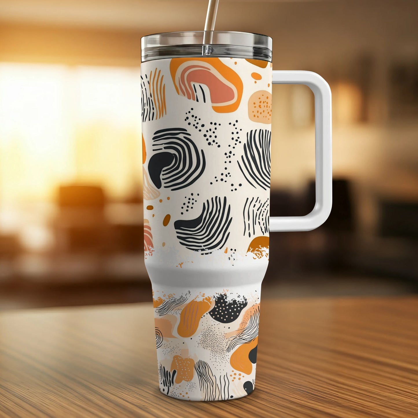 Abstract Art Insulated Tumbler, Modern Design Travel Mug, Colorful Drinkware, Unique Coffee Cup Gift Idea