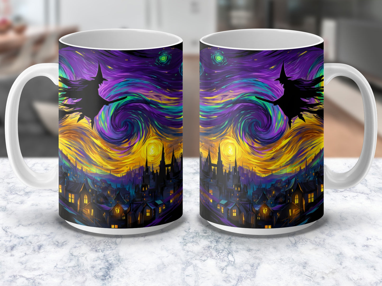 Vibrant Whirlwind Art Coffee Mugs, Colorful Abstract Artistic Design, Unique Gift Idea, Set of Two Mugs