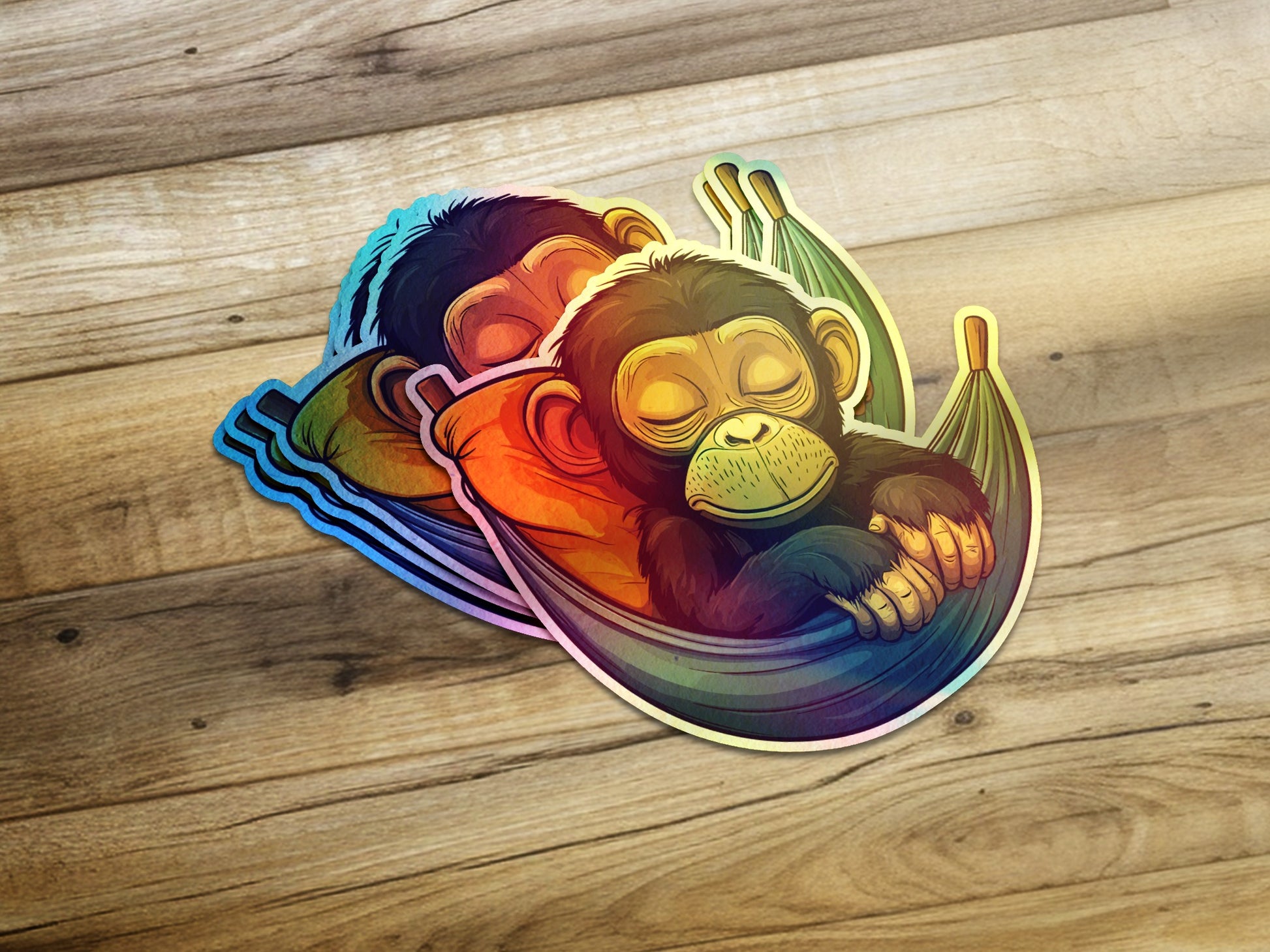 Adorable Sleeping Monkeys in Hammock Sticker product type