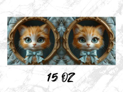 Vintage Style Framed Cat Art Prints, Cute Orange Tabby Kitten Portraits, Decorative Wall Art for Nursery, Unique Home Decor Gift Idea