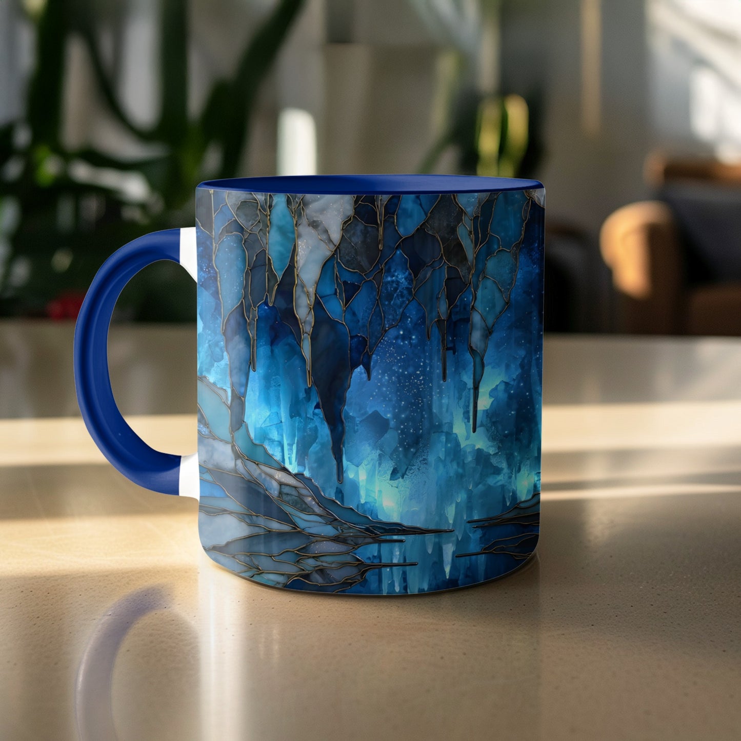 Beautiful abstract design on a blue mug product