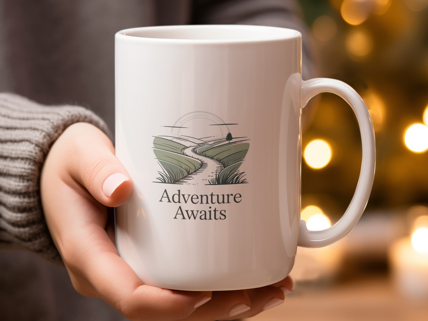 Adventure Awaits scenic pathway design mug product