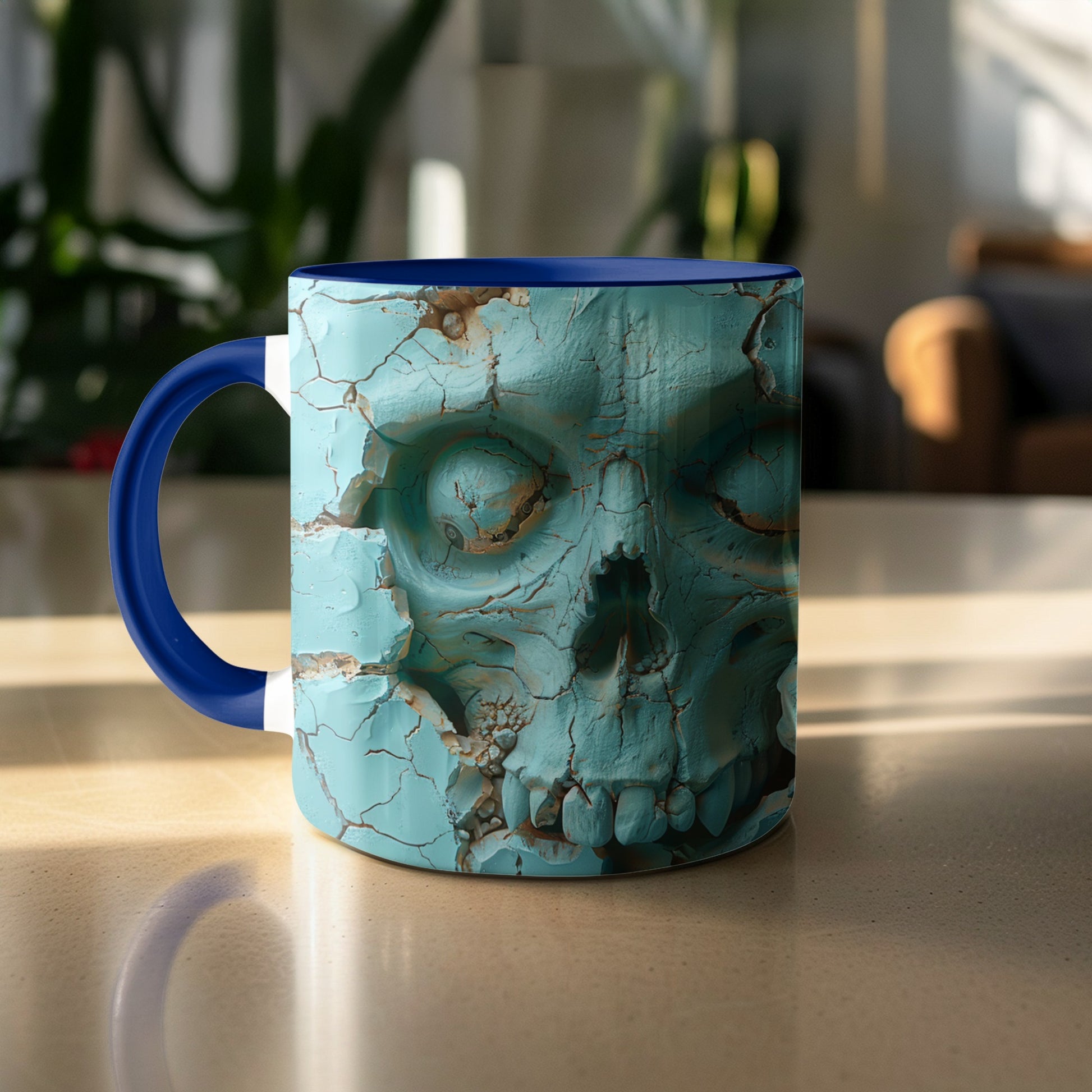 Distinctive Blue Skull Design Ceramic Mug product