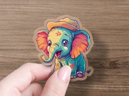 Colorful Smiling Elephant Sticker Cute Baby product type