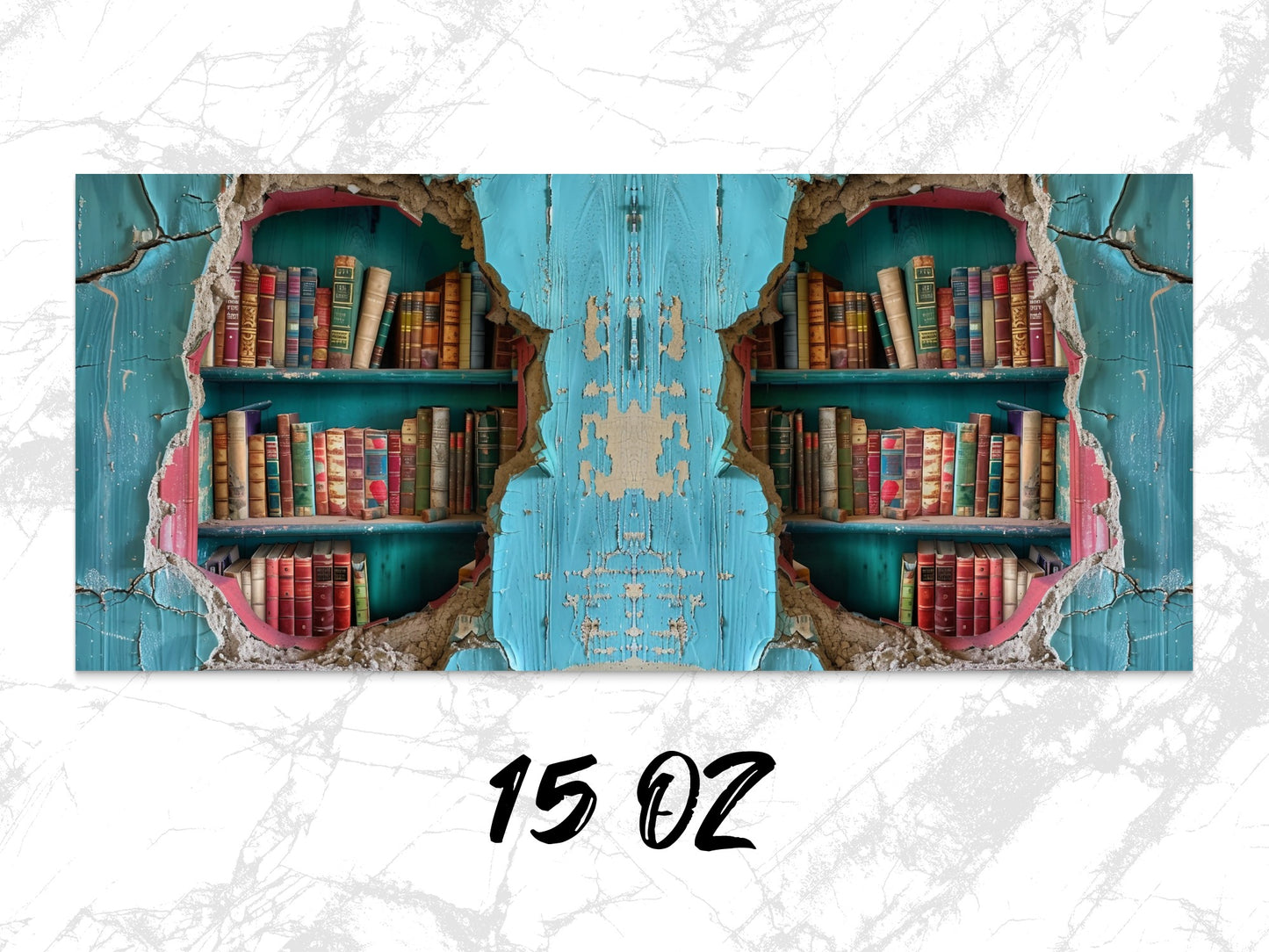 Vintage Bookshelf Wallpaper, Distressed Turquoise Wooden Texture, Library Mural, Home Office Decor, Unique Rustic Wall Art, Large Format
