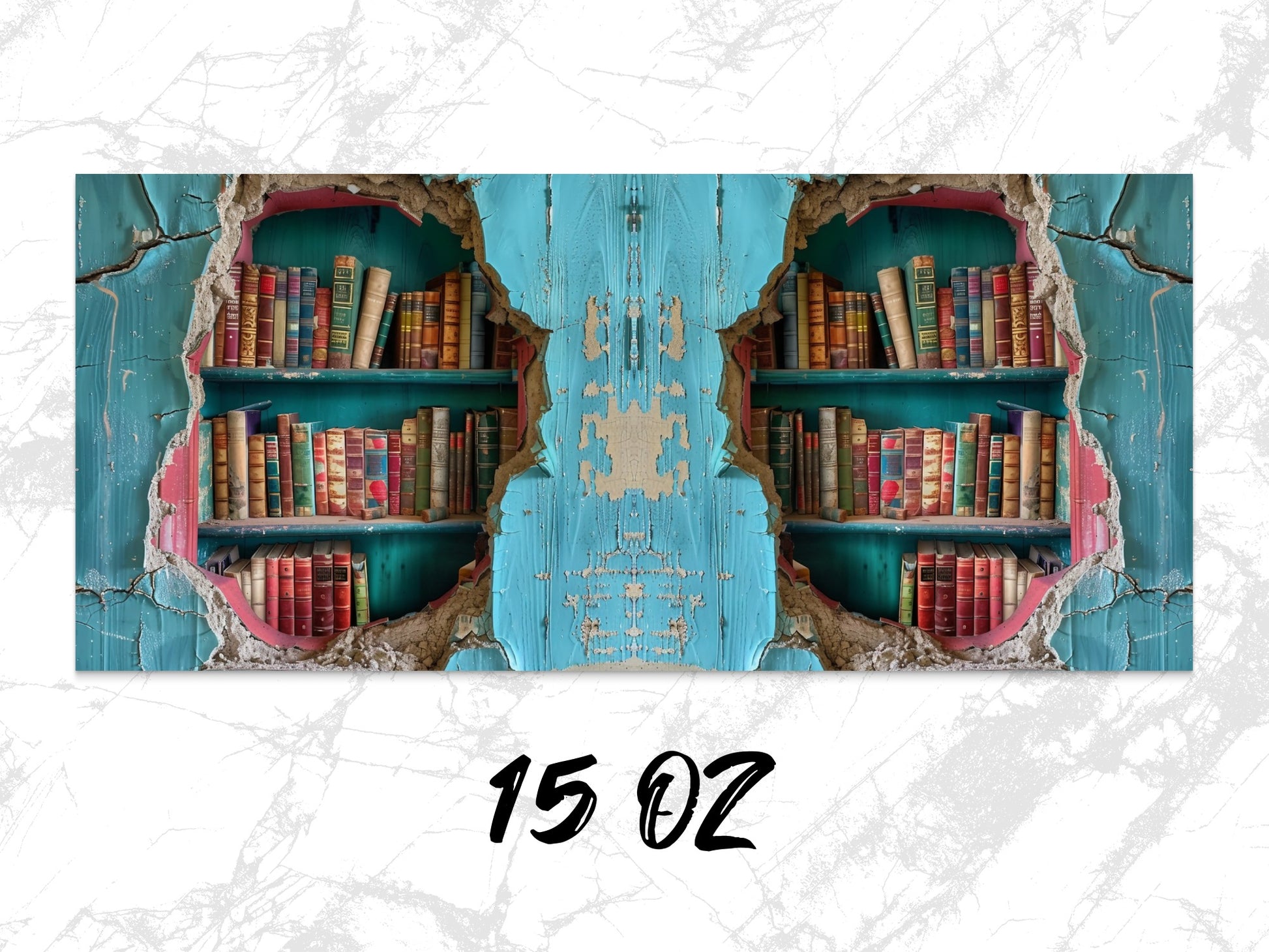 Vintage Bookshelf Wallpaper, Distressed Turquoise Wooden Texture, Library Mural, Home Office Decor, Unique Rustic Wall Art, Large Format