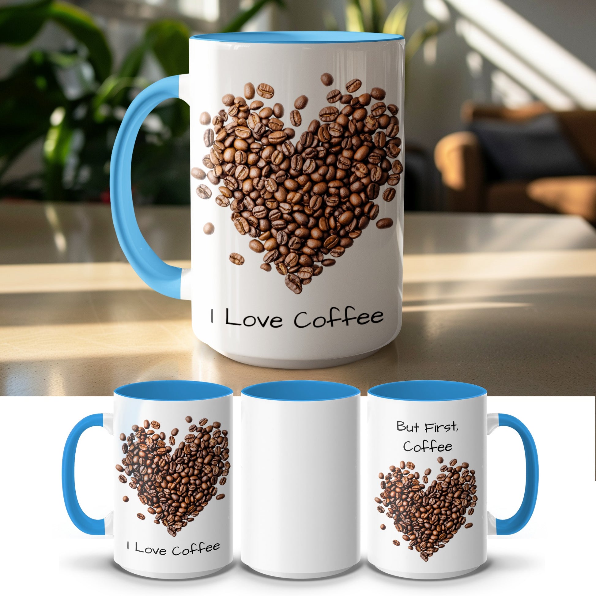 I Love Coffee But First Coffee Heart Design Mug product
