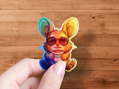 Cute Cartoon Bunny with Sunglasses Sticker product