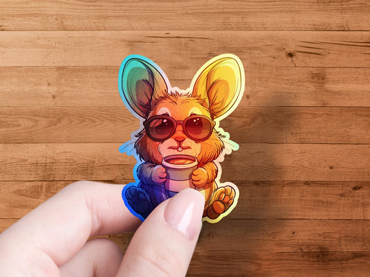 Cute Cartoon Bunny with Sunglasses Sticker product