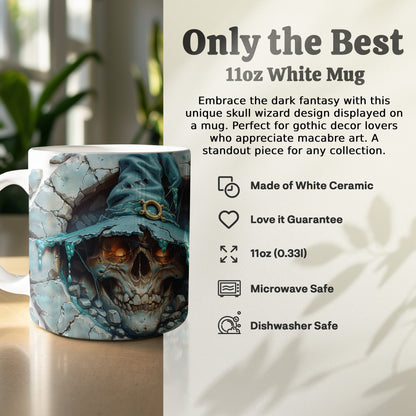 Dark Fantasy Skull Wizard Design Mug 11oz White Mug product