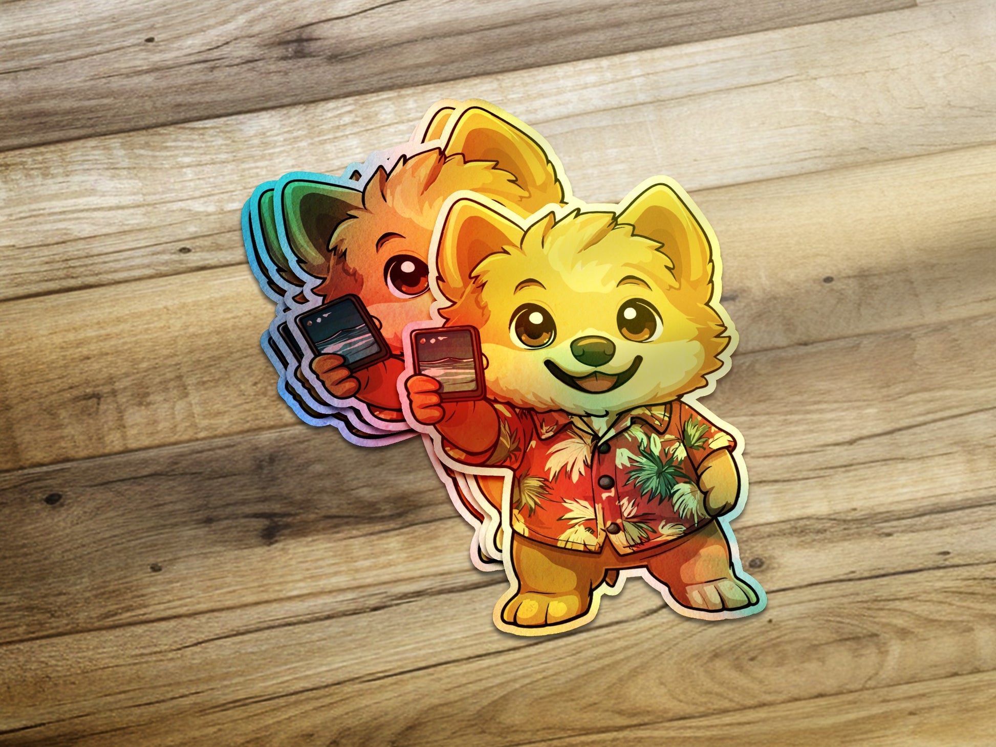 Cute Dog Character Holding Phone Sticker product