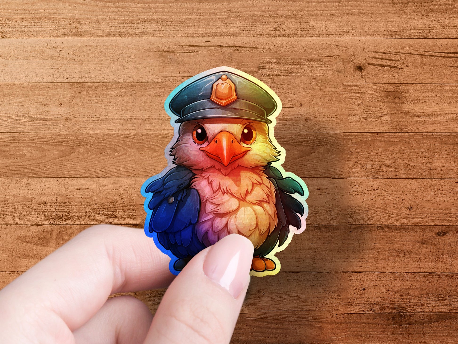 Cute Cartoon Bird Wearing Police Hat Sticker product type