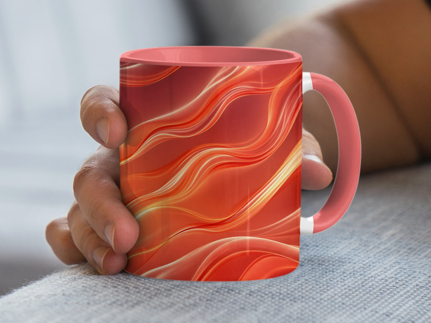 Vibrant Red Abstract Swirl Design Coffee Mug product