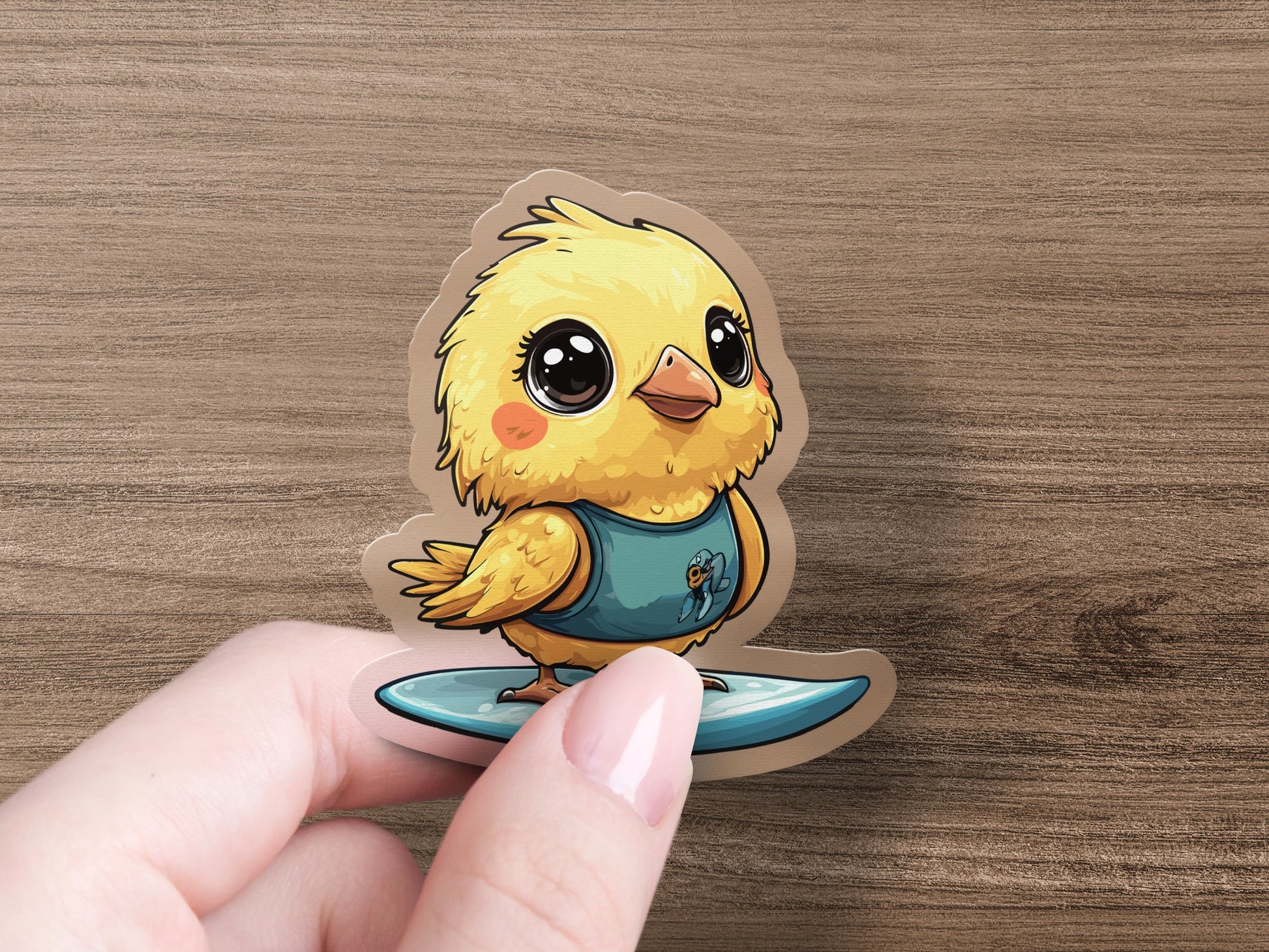 Cute Baby Chick Cartoon Surfer Sea Bird sticker product type