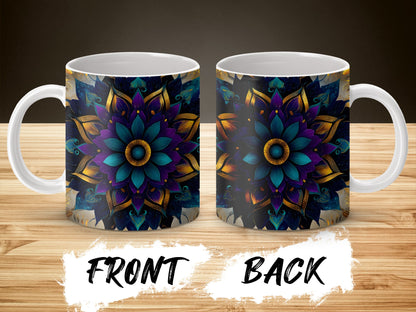 Colorful Mandala Coffee Mug, Bohemian Style Ceramic Cup, Unique Floral Design, Gift Idea for Her, Artistic Drinkware, Office Mug