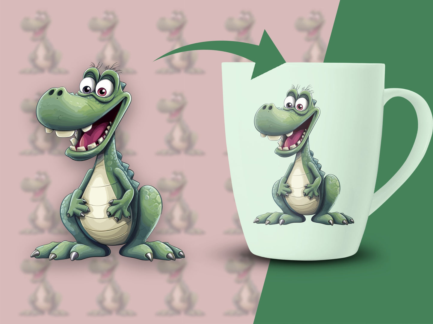 Cute Cartoon Dinosaur Mug, Kids Friendly Dino Printed Coffee Cup, Gift Idea