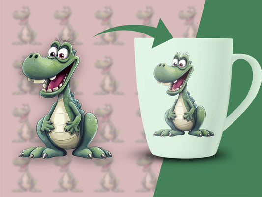 Cute Cartoon Dinosaur Mug, Kids Friendly Dino Printed Coffee Cup, Gift Idea