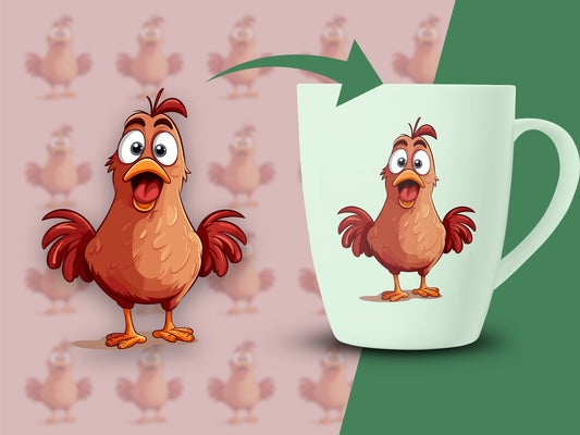 Cute Chicken Cartoon Coffee Mug, Funny Farm Animal Themed Drinkware, Perfect Gift for Chicken Lovers