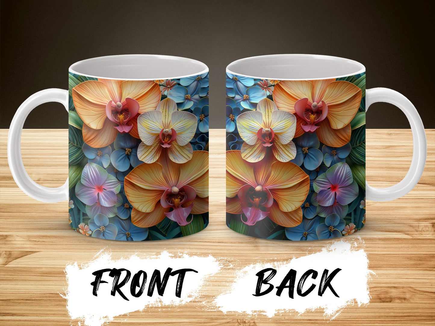 Colorful Orchid Floral Coffee Mug, Unique Botanical Flower Design, Ideal Gift for Plant Lovers