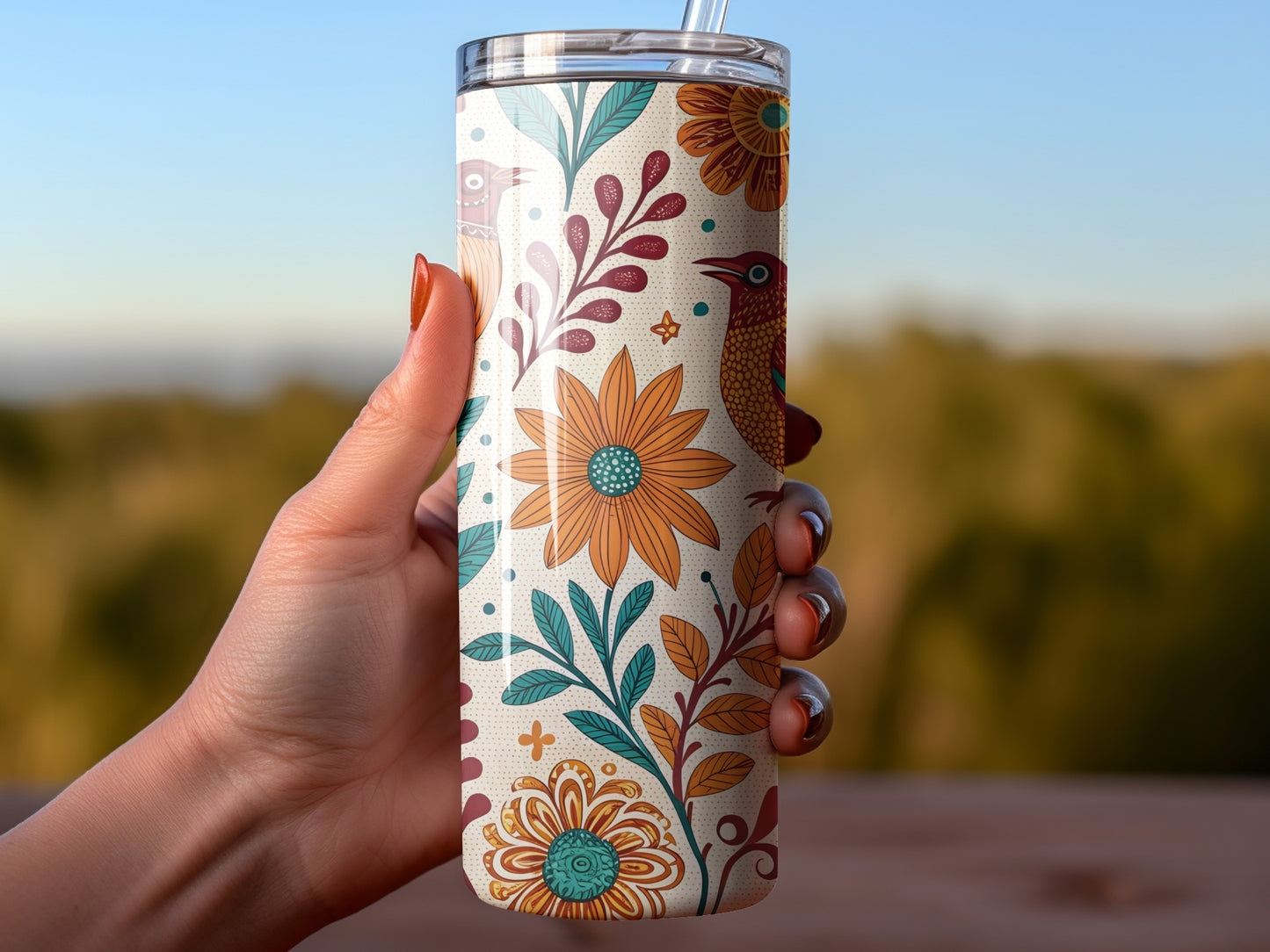 Colorful Floral Pattern Insulated Tumbler product