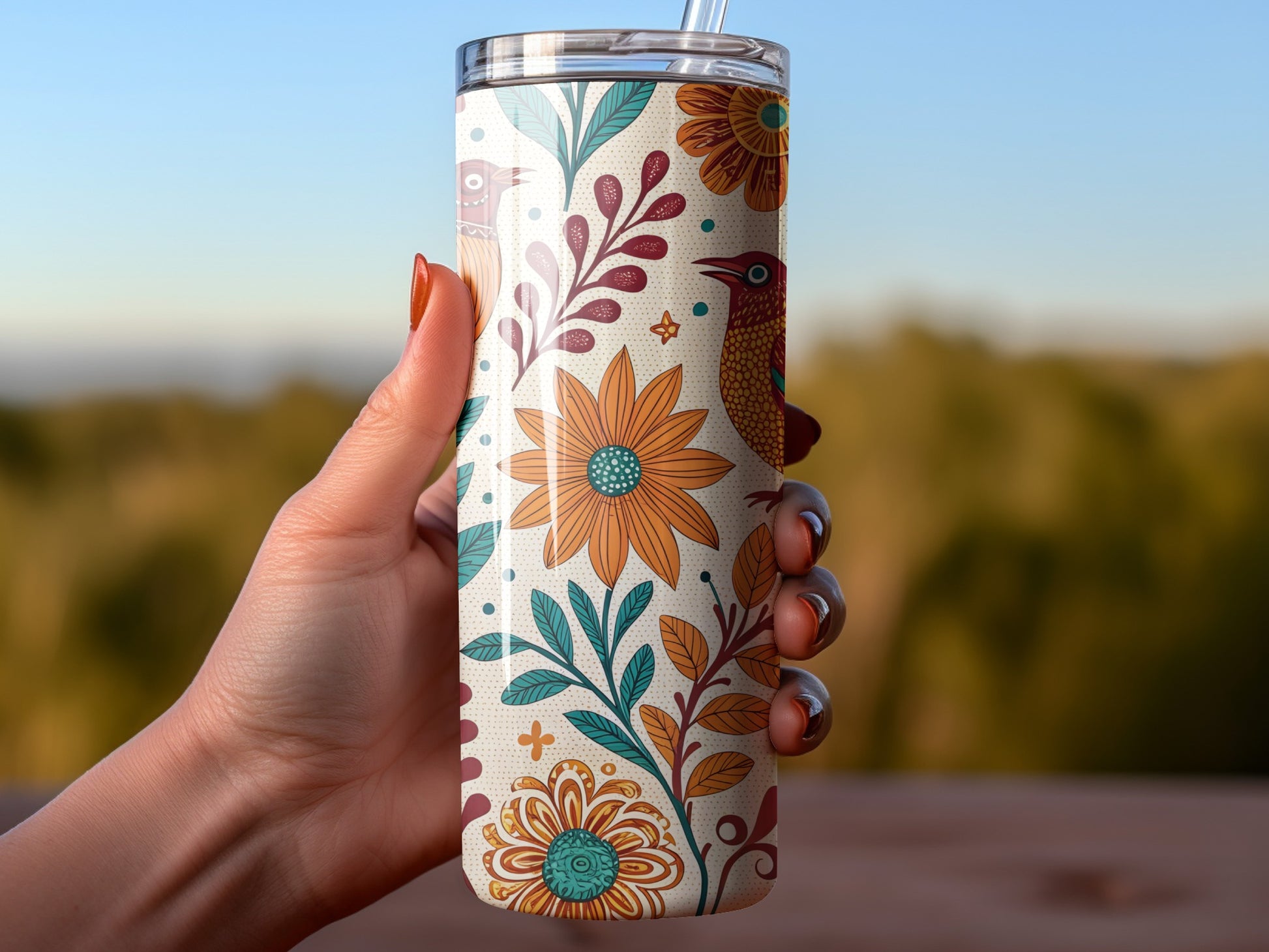 Colorful Floral Pattern Insulated Tumbler product