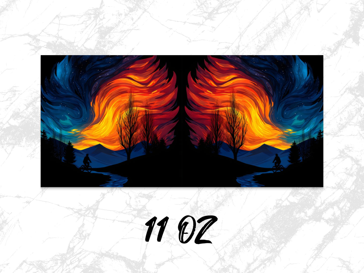 Colorful Fire Tree Art Print, Abstract Nature Landscape, Vibrant Wall Decor, 11 oz Dual Canvas Set