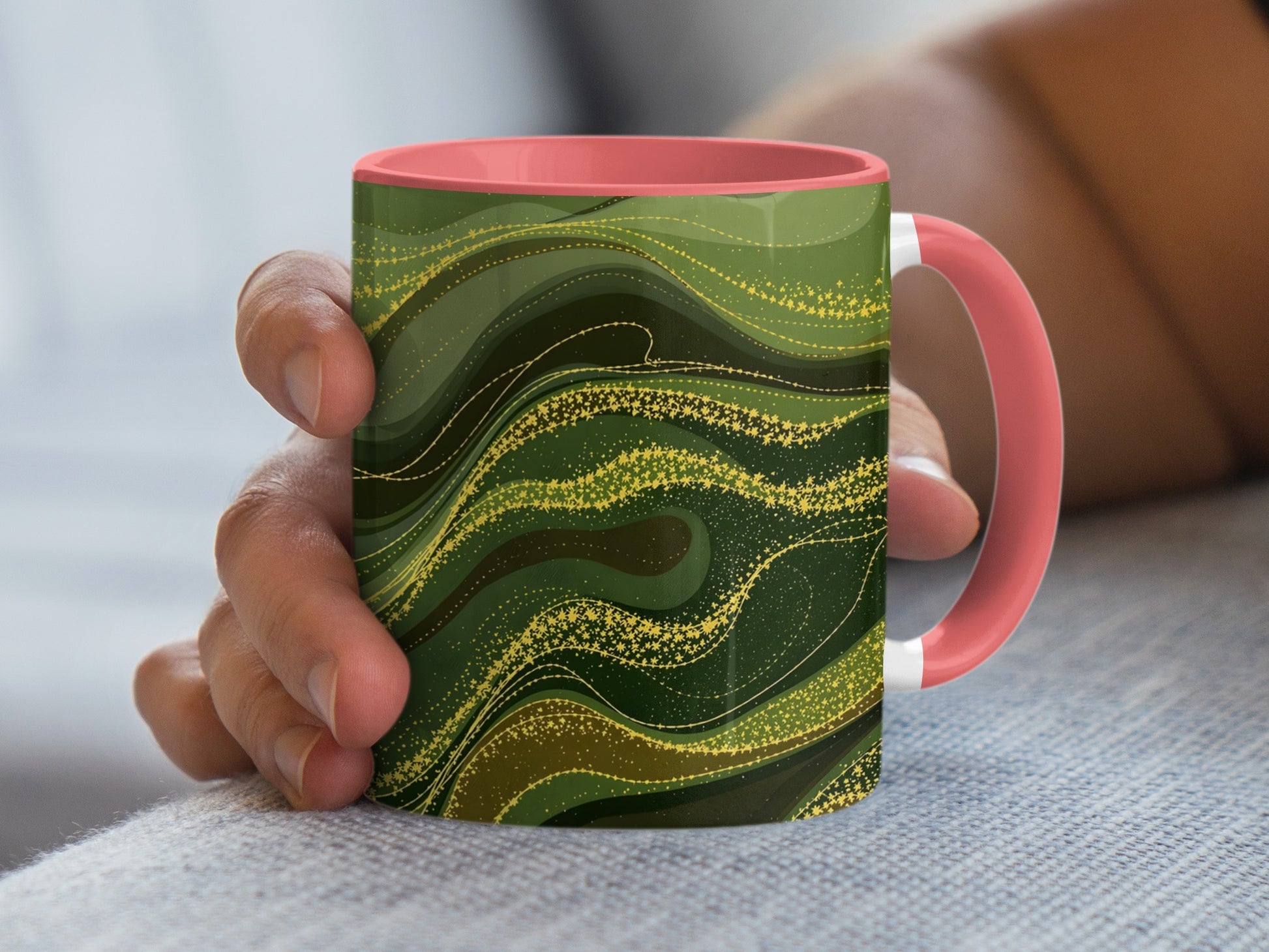 Colorful Swirled Design Green and Pink Mug product