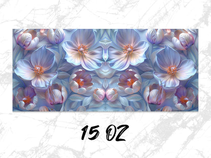 Abstract Floral Art Print, Blue and Purple Flower Wall Decor, Digital Download, Modern Home Decoration, 15 OZ