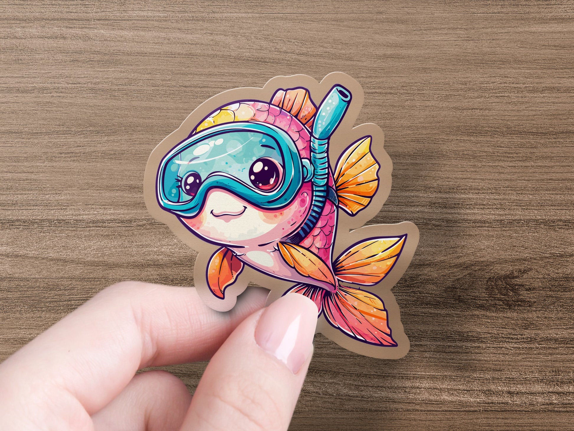 Cute Cartoon Snorkeling Fish Sticker product