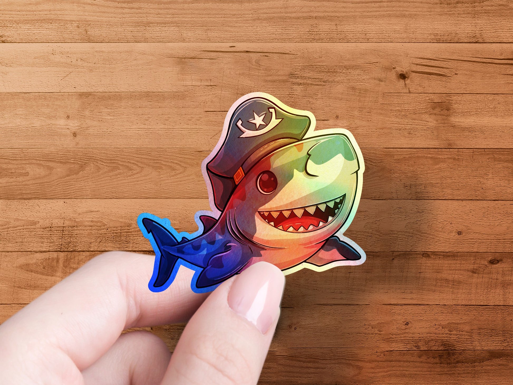 Colorful Cartoon Shark Sticker fun product
