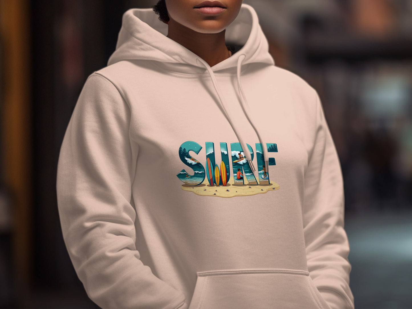 Surf Themed Graphic Beach Scene Hoodie product
