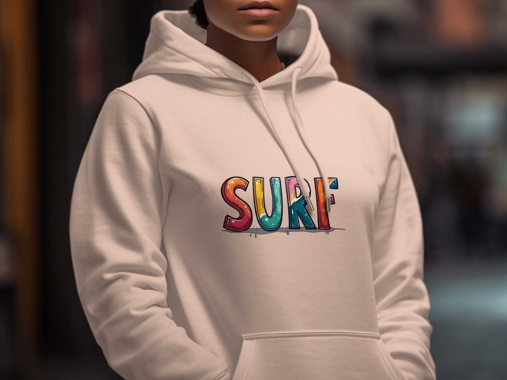 Colorful Surf Design Hoodie Stylish Apparel product type
