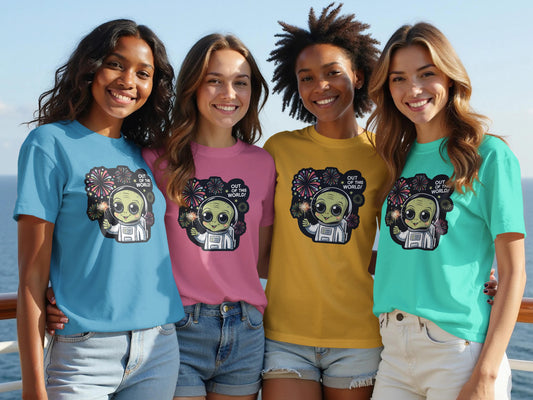 Space Alien Fireworks Graphic Tee Women product type
