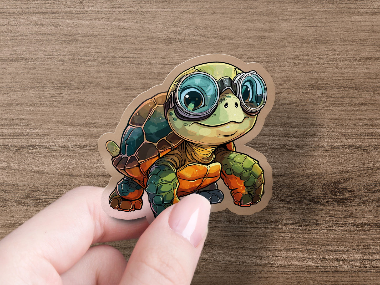 Adorable Turtle with Goggles Sticker cute animal product