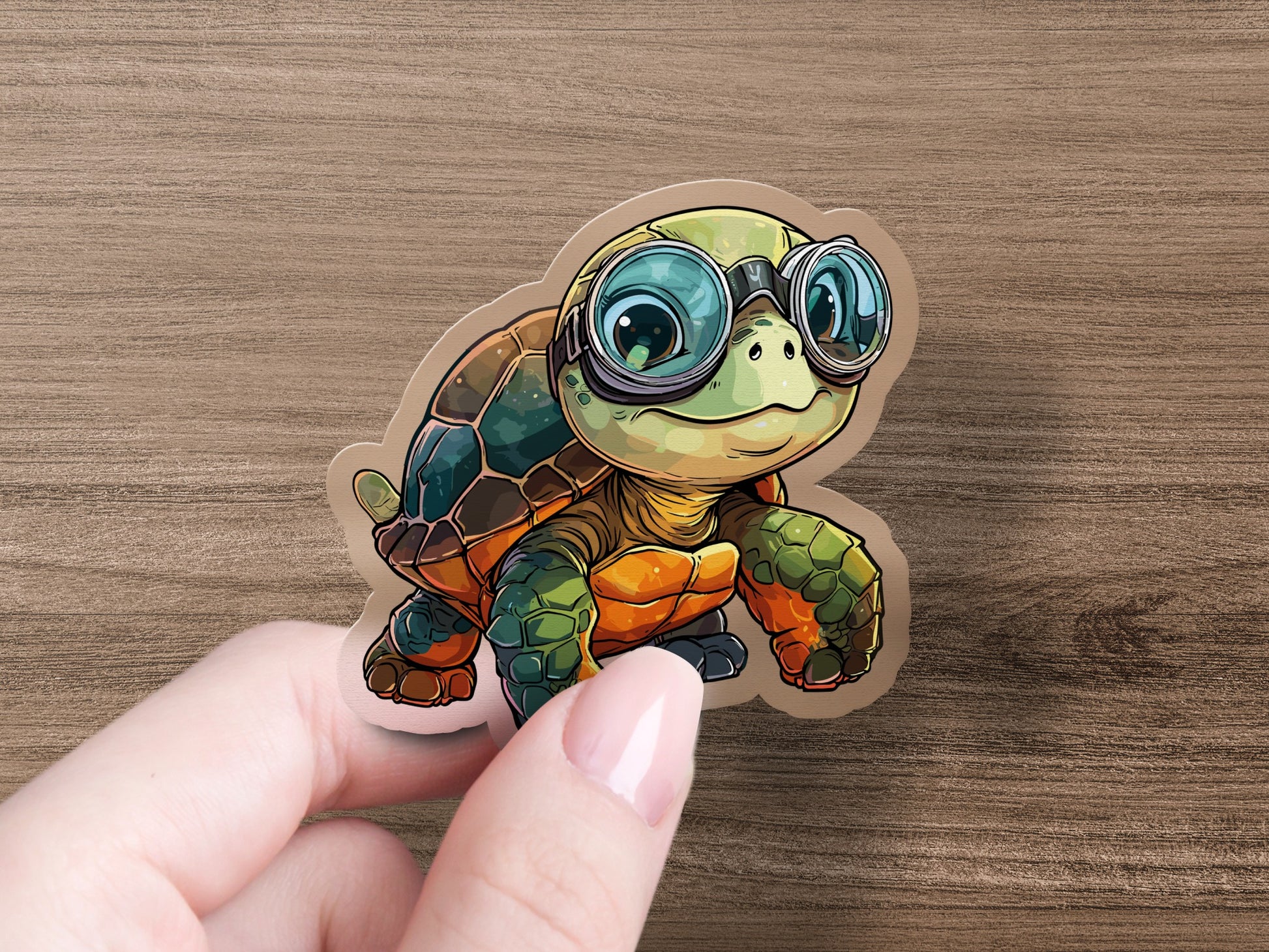 Adorable Turtle with Goggles Sticker cute animal product