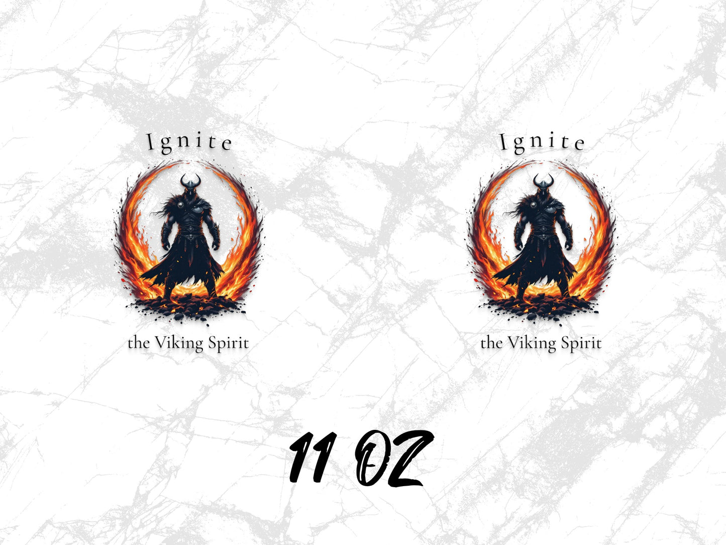 Viking Spirit Coffee Mug, Ignite Fire Design, 11 oz Ceramic Cup, Mythical Norse Warrior, Gift Idea